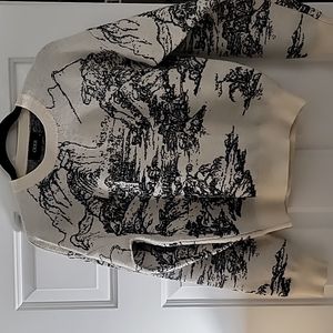 Cider Landscape Pattern Knit Sweater Size S